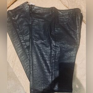 NWT Pretty Little Thing Pants 14 Jr Stretch Faux Leather Vegan Reptile Boot Cut